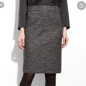 THEORY Joanie K Strategy Gray Midi Skirt Cotton Wool Blend Lined Size 8 Career